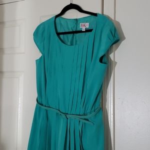 Teal pleated summer dress